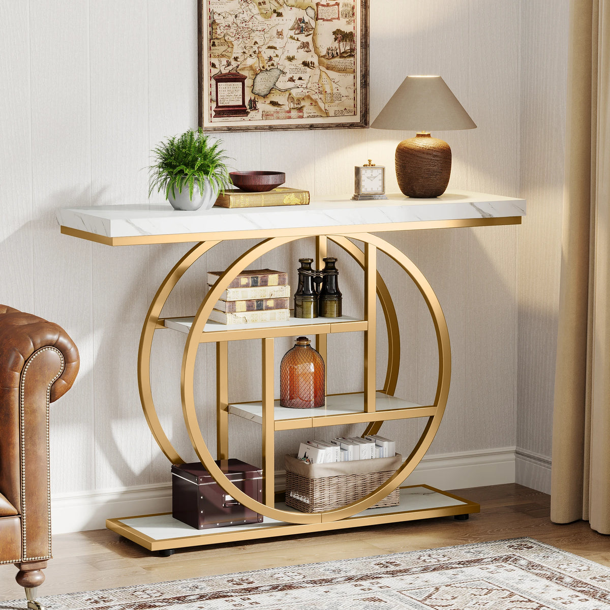 Tribesigns Industrial 4 Tier Console Table For Entryway Storage