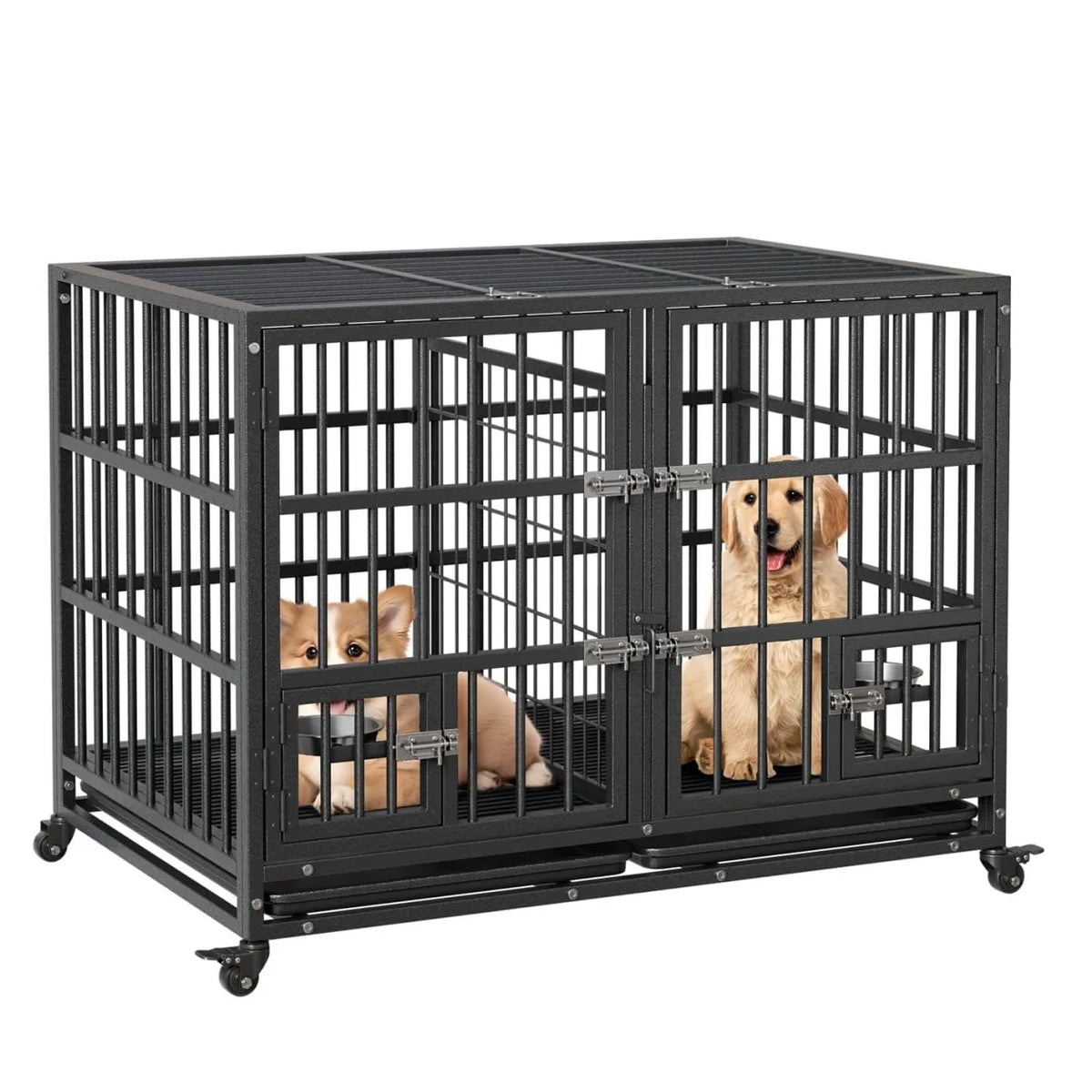 Anixol Heavy Duty Metal Dog Crate With Removable Divider Tray