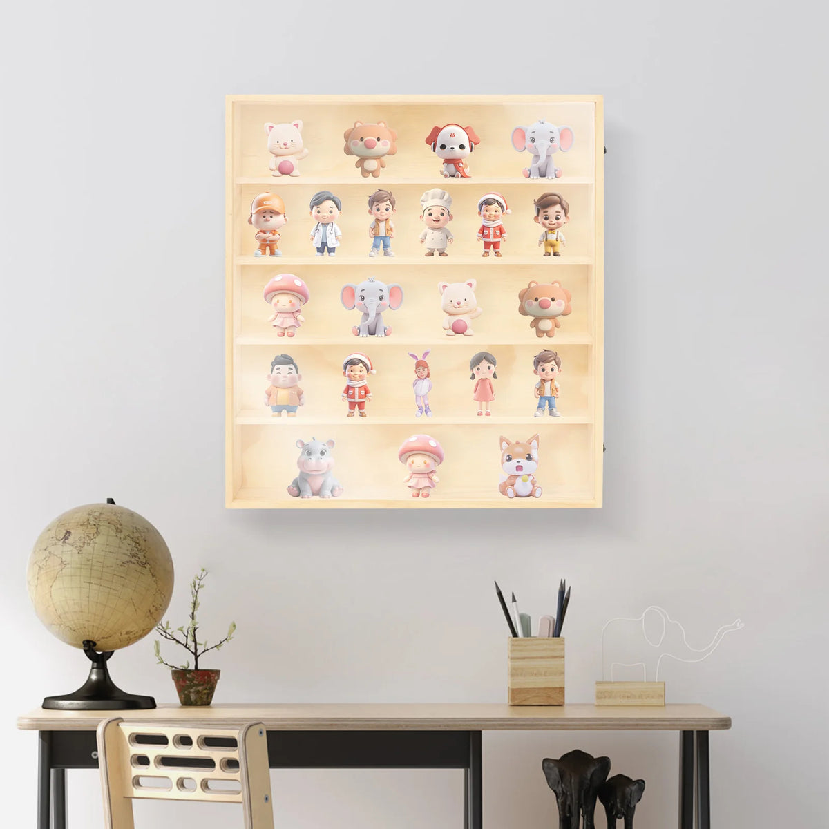 Bymaocar Wall Mount Wooden Display Cabinet For Collectibles