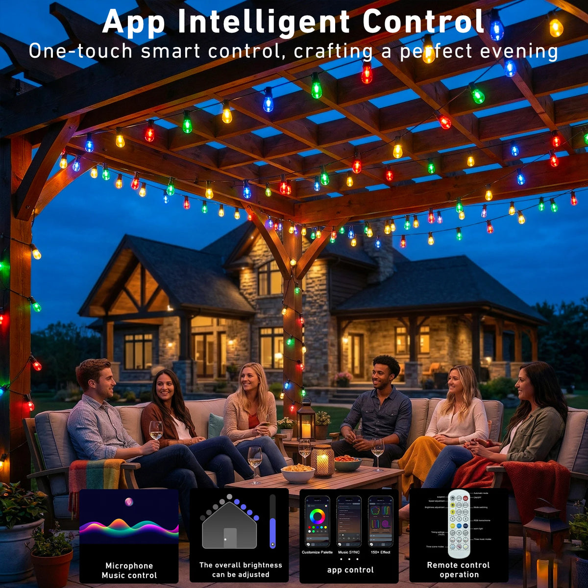 Outdoor IP67 Waterproof RGB LED String Lights App Remote Control