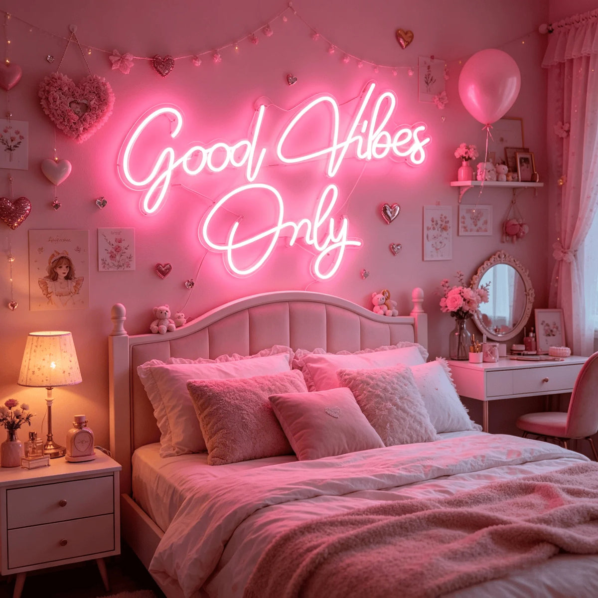 Thiixdai Good Vibes Only Led Neon Sign Usb Wall Decor