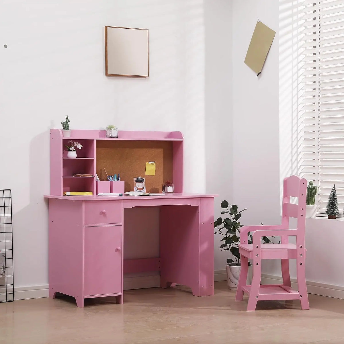 HiMISS Wooden Kids Desk And Chair Set With Storage