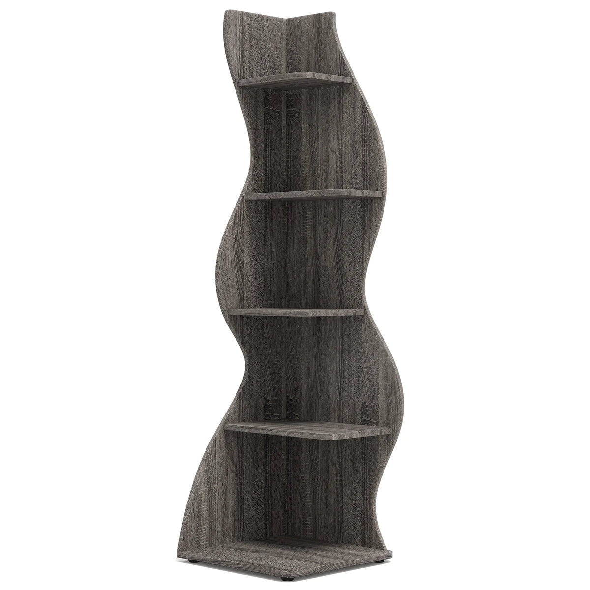 Tribesigns Modern Five Tier Wooden Corner Bookshelf