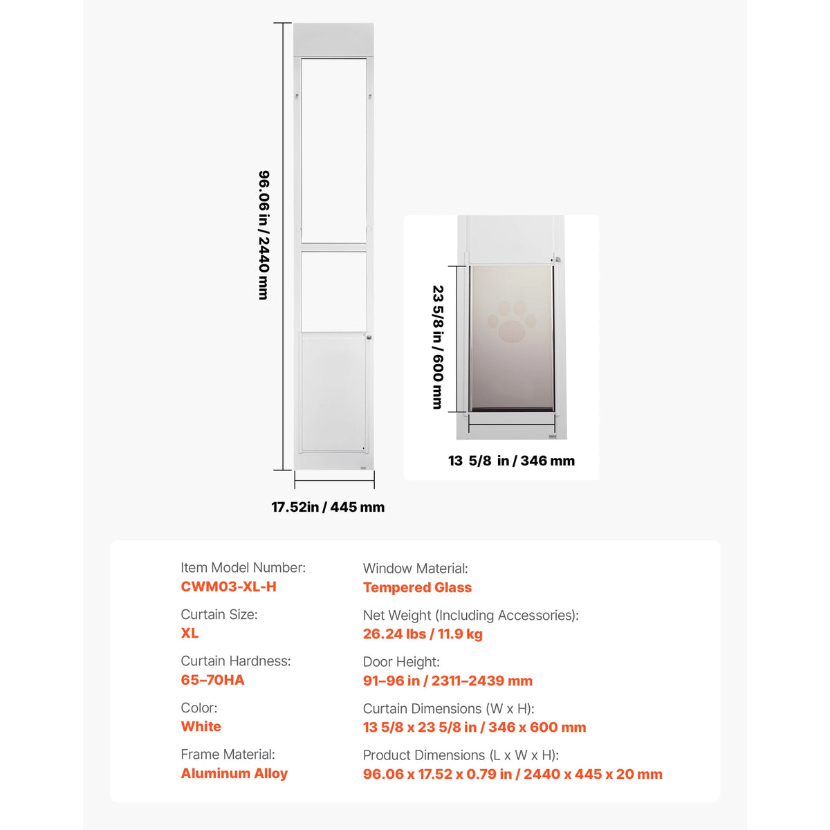 SucceBuy Aluminum Alloy Sliding Glass Pet Door With Lock