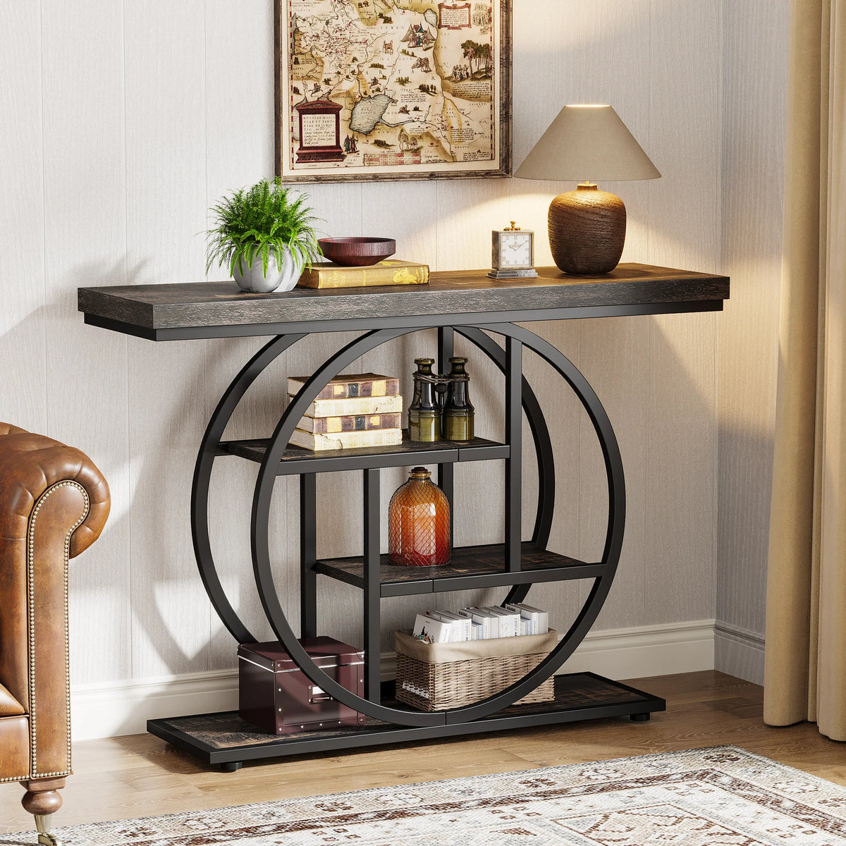 Tribesigns Industrial 4 Tier Console Table For Entryway Storage