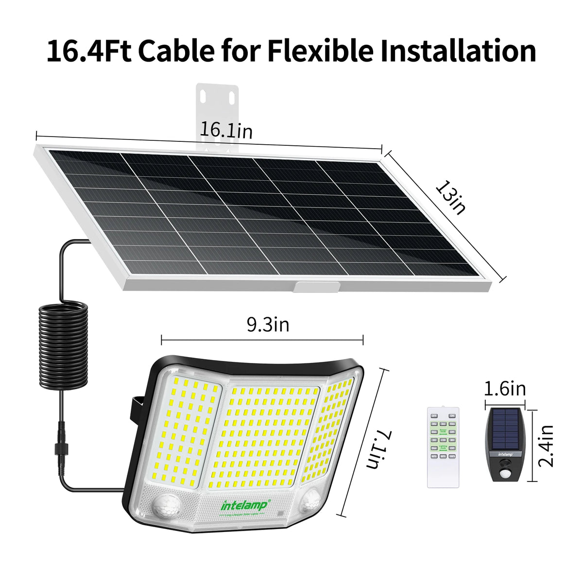 Intelamp Solar Street Flood Light With Dual Outdoor Motion Sensors