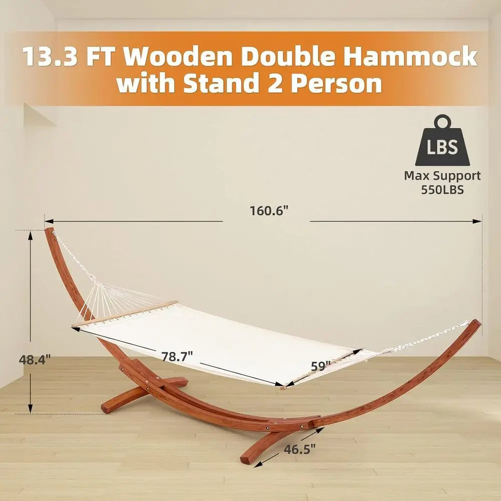 Heavy Duty Double Hammock With Stand For Patio And Garden