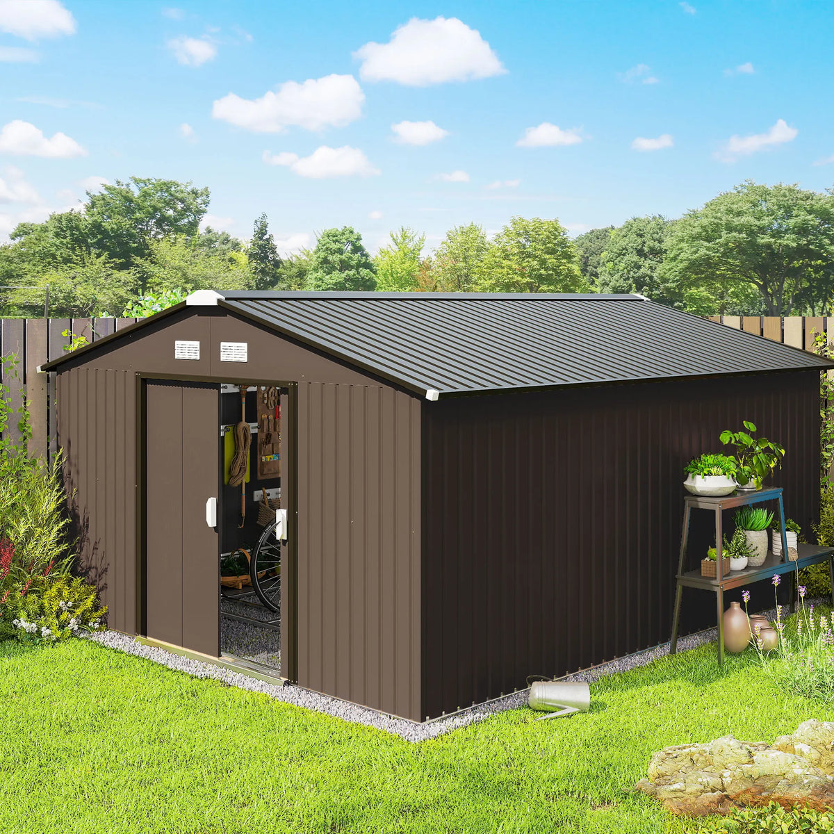 Outsunny Waterproof Outdoor Garden Steel Storage Shed