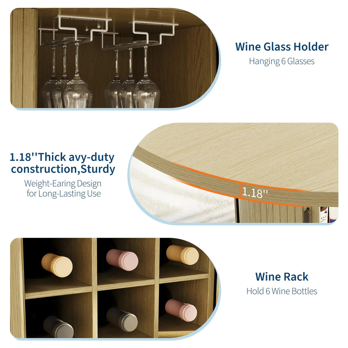 HiMISS Round Dining Table Featuring Hidden Storage And Wine Rack