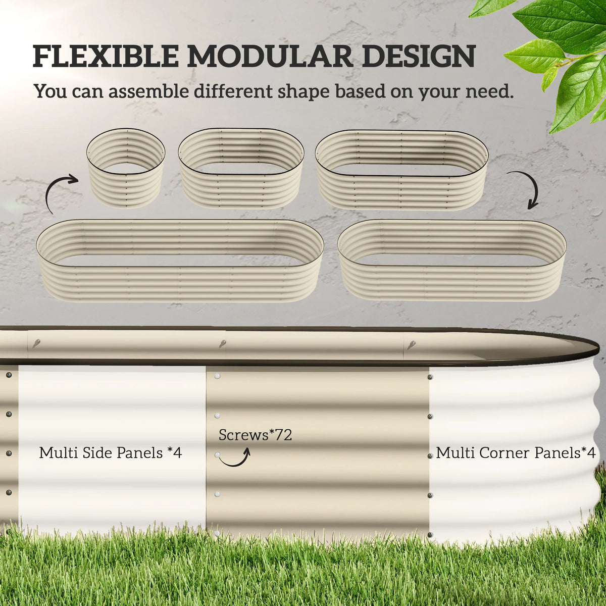 Outsunny Galvanized Metal Raised Garden Bed Planter Box