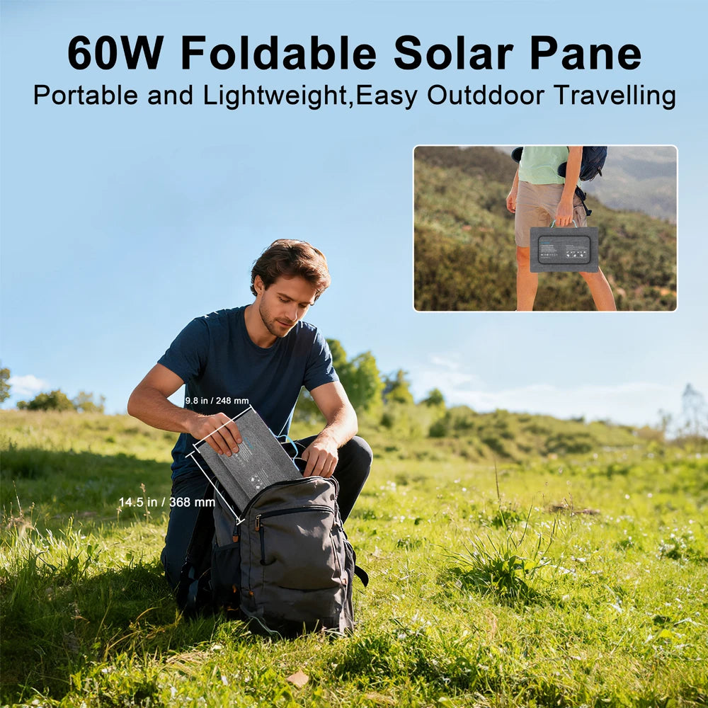 E-PowO 60W Foldable Portable Solar Panel And Waterproof Charger
