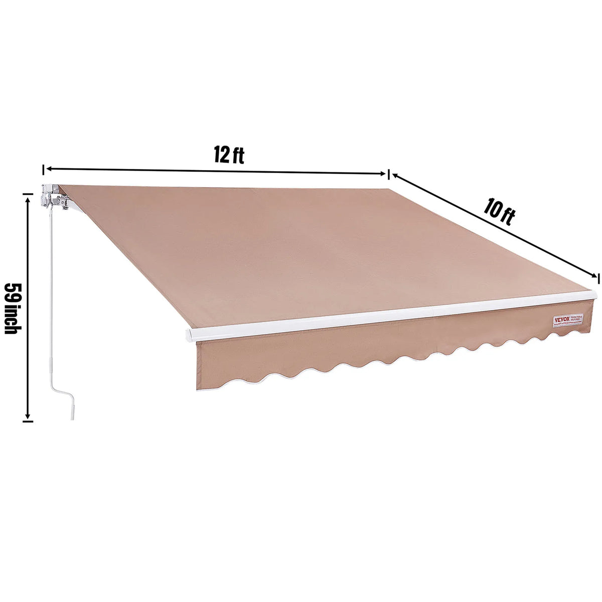 SucceBuy Manual Retractable Outdoor Awning With Water Resistant Polyester