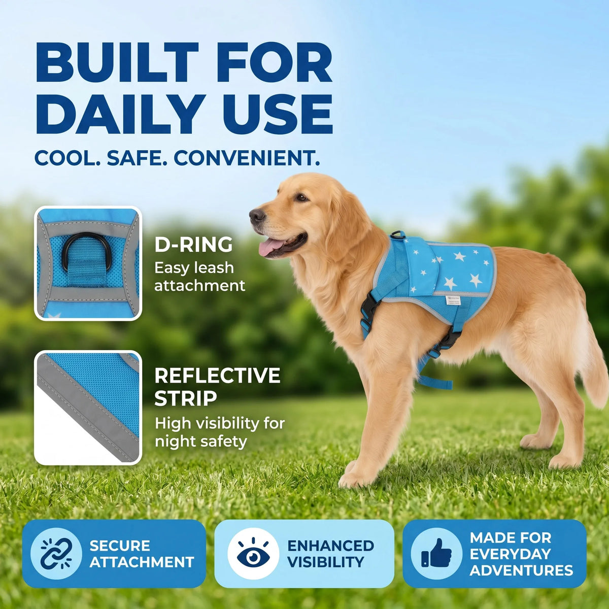 Professional Pet Dog Cooling Vest Harness Jacket With Cooling Packs