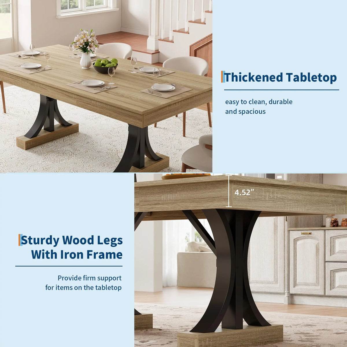 HiMISS Industrial Dining Table With Dual Storage Drawers