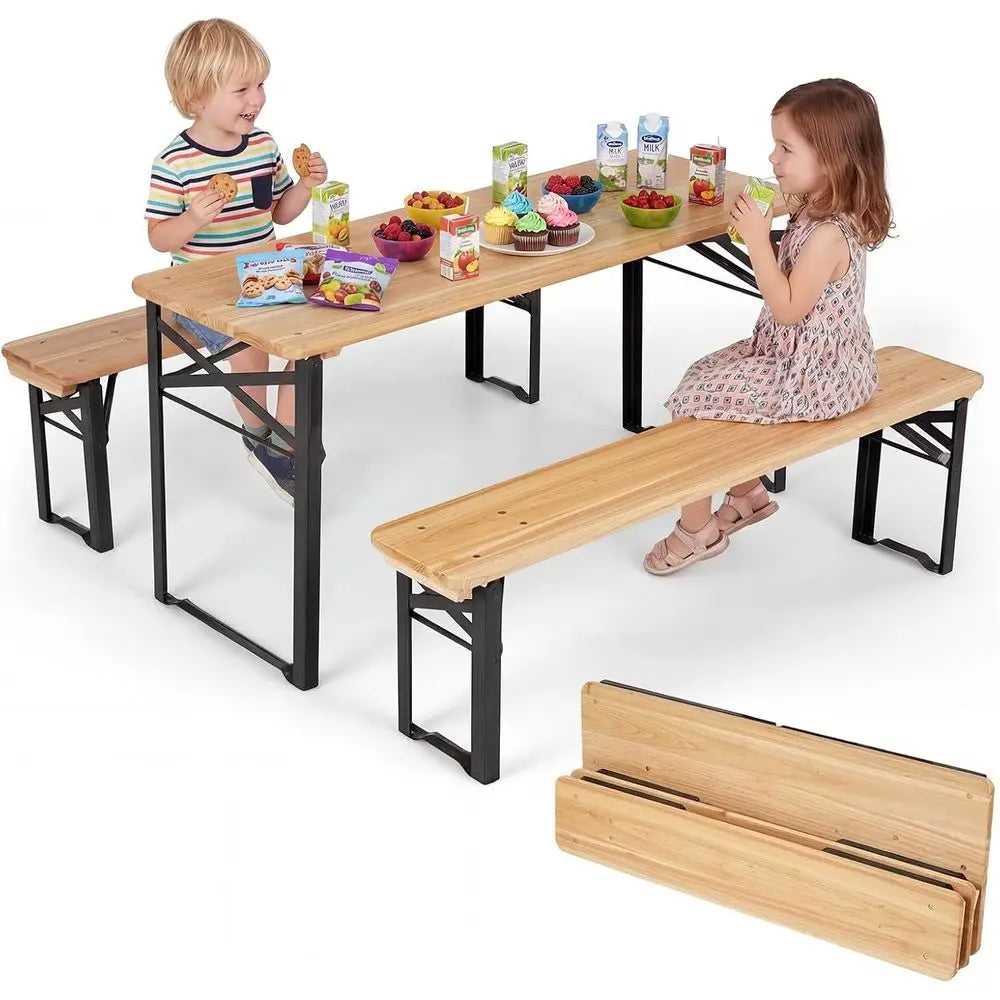 Sturdy Kids Picnic Table With Two Durable Bench Seats