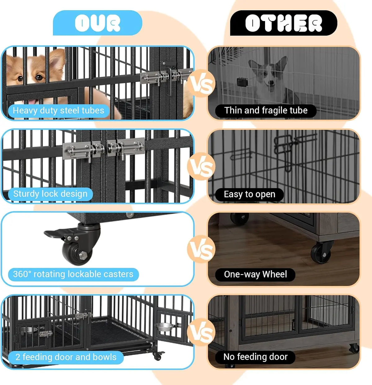 Anixol Heavy Duty Metal Dog Crate With Removable Divider Tray