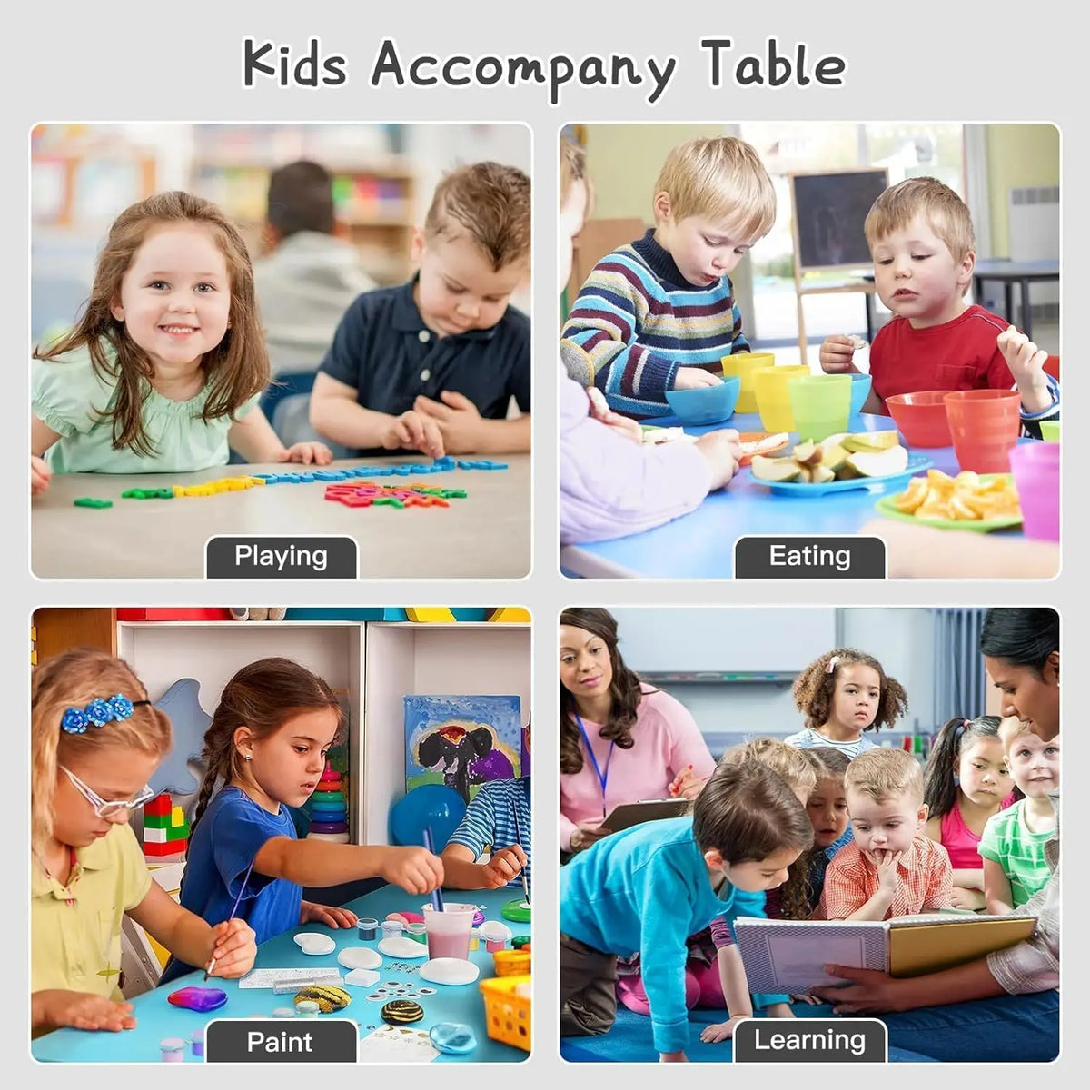 Tacleekii Modern Adjustable Kids Table And Six Chair Set