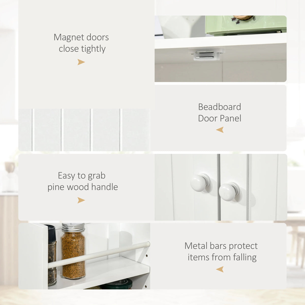Homcom Modern Kitchen Pantry Cabinet With Double Doors Adjustable Shelves