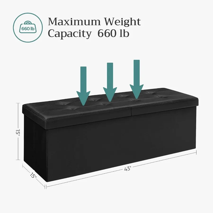 Xiuwo Upholstered Storage Ottoman Bench With Flip Top Seat Cover