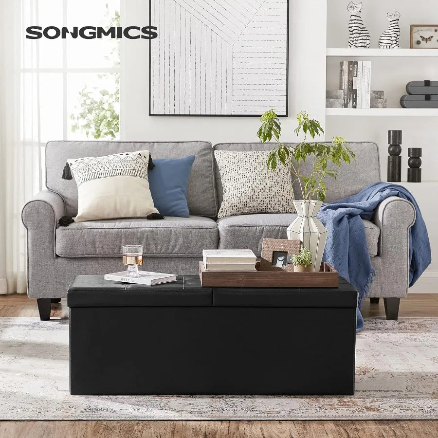 Xiuwo Upholstered Storage Ottoman Bench With Flip Top Seat Cover