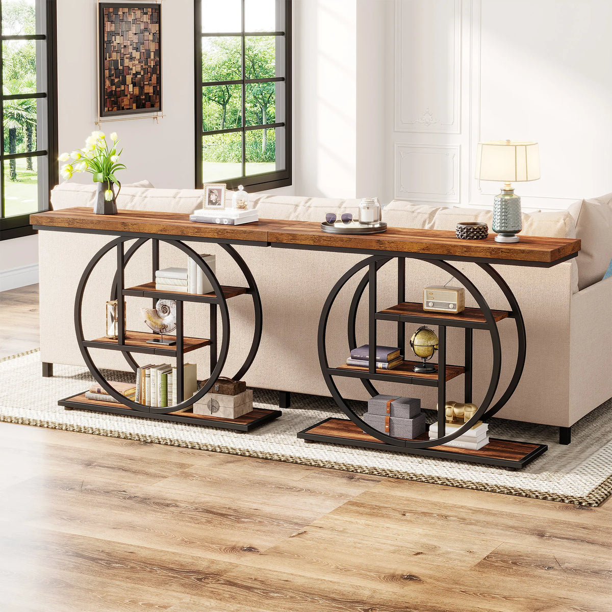 Tribesigns Industrial 4 Tier Console Table For Entryway Storage