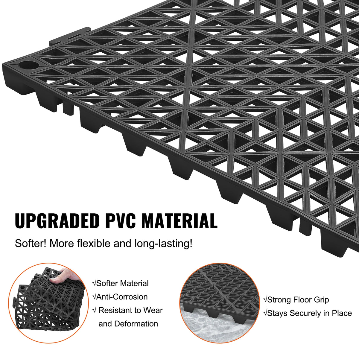 SucceBuy Interlocking Soft PVC Drainage Floor Tiles Non Slip Design