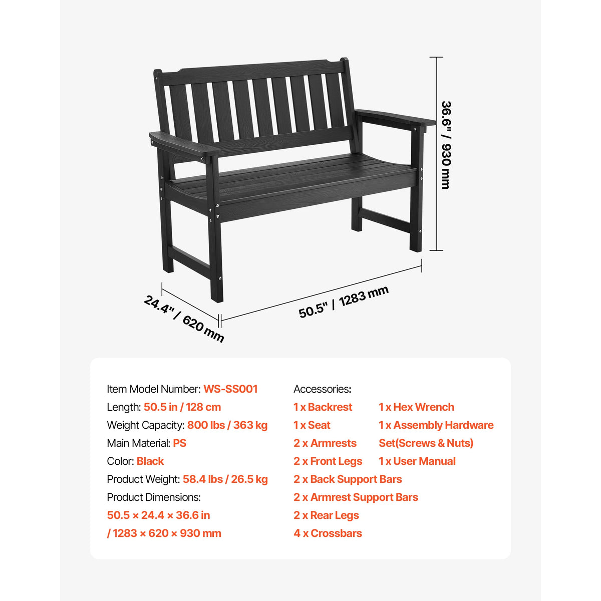 SucceBuy Modern Outdoor Garden Wooden Bench With Backrest