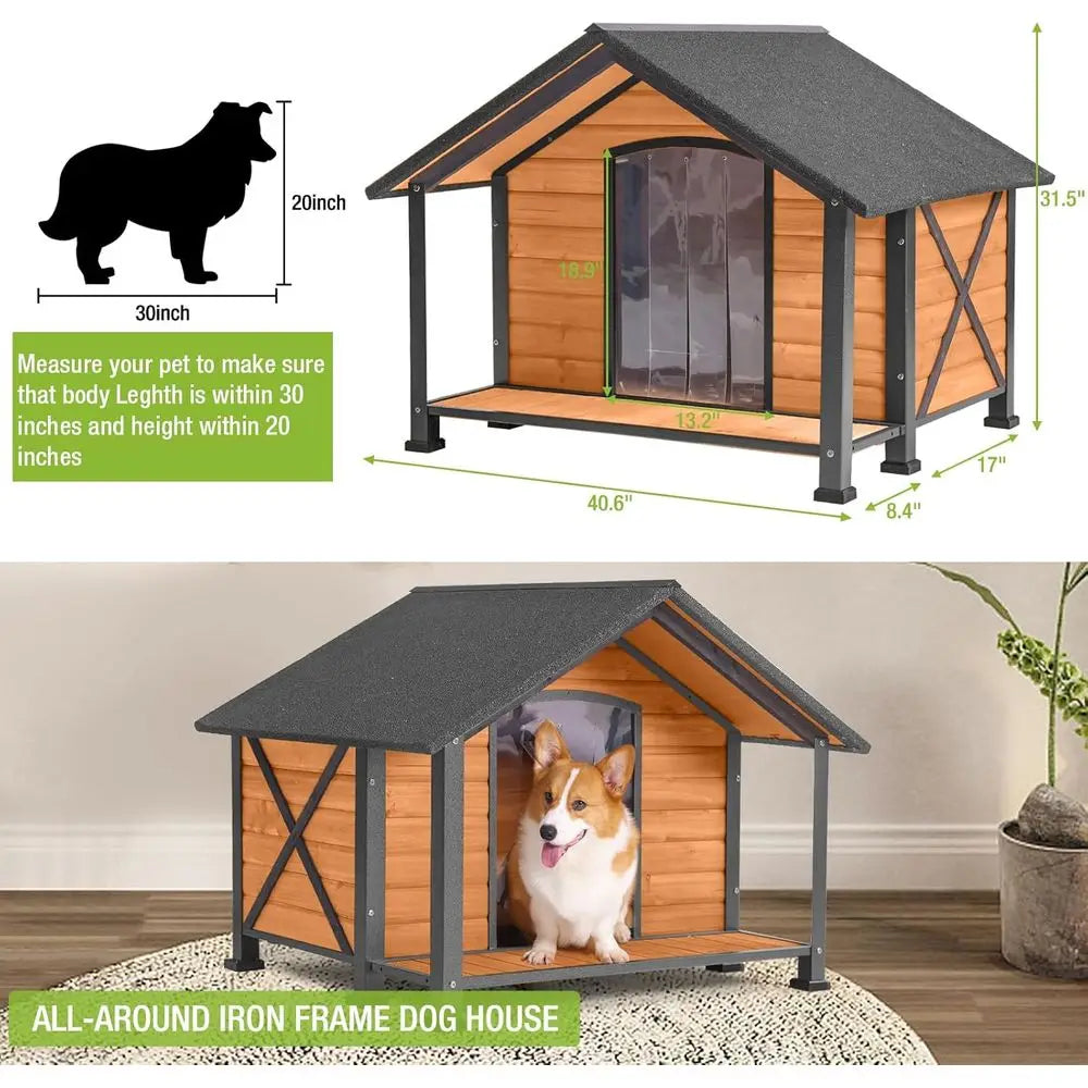 Heavy Duty Metal Wood Dog Kennel With Elevated Base