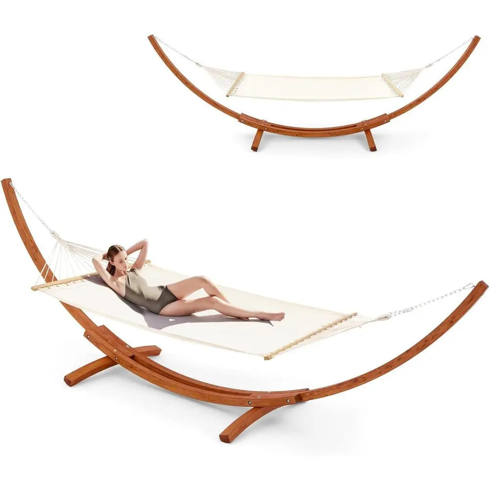 Heavy Duty Double Hammock With Stand For Patio And Garden