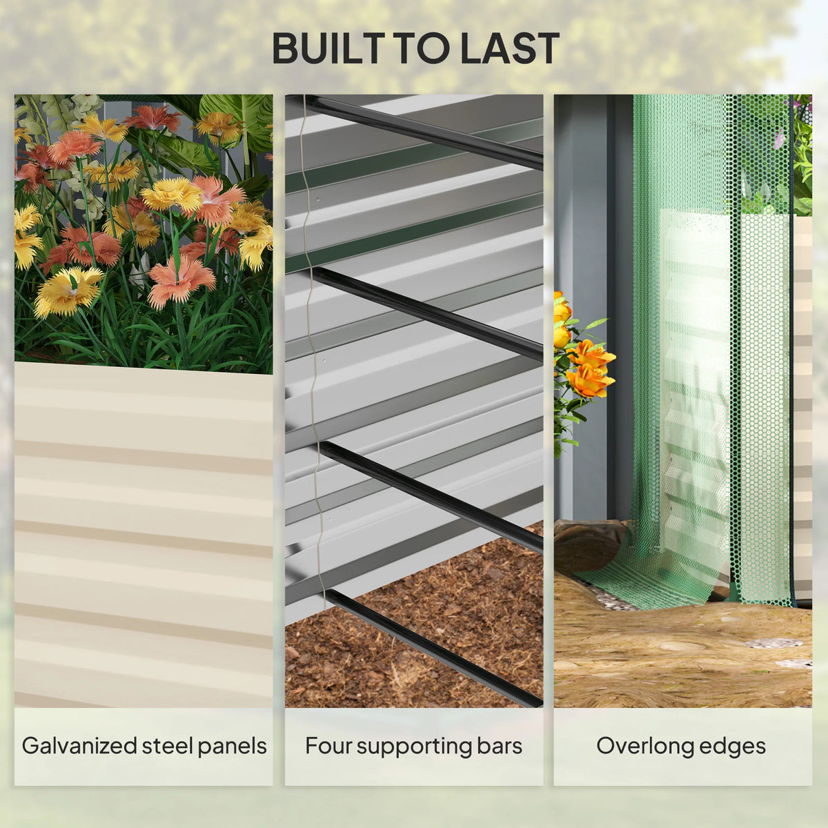 Galvanized Metal Raised Garden Bed With Crop Cage And Shade Cloth