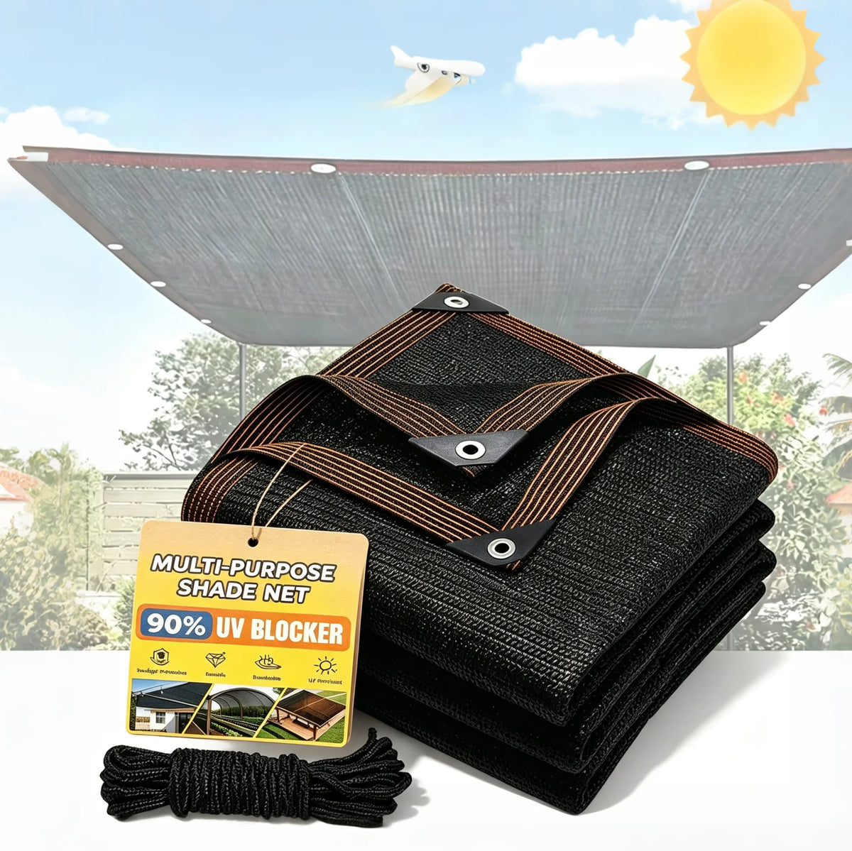 Heavy Duty HDPE UV Block Shade Cloth With Reinforced Grommets