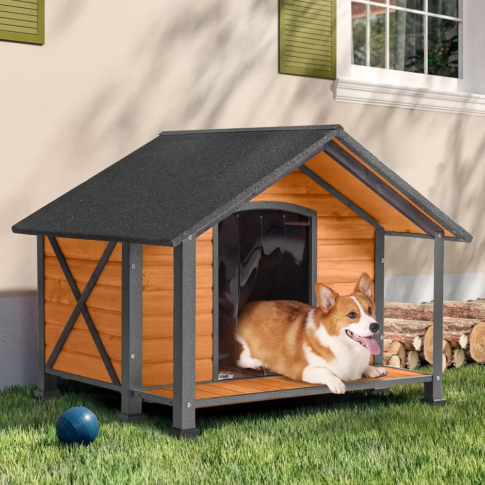Heavy Duty Metal Wood Dog Kennel With Elevated Base