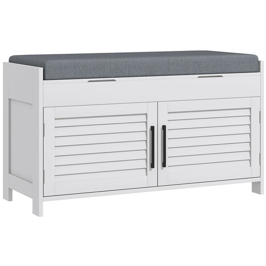 HOMCOM Entryway Shoe Bench With Hidden Compartments And Cushion