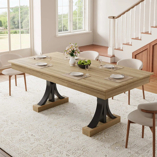 HiMISS Industrial Dining Table With Dual Storage Drawers