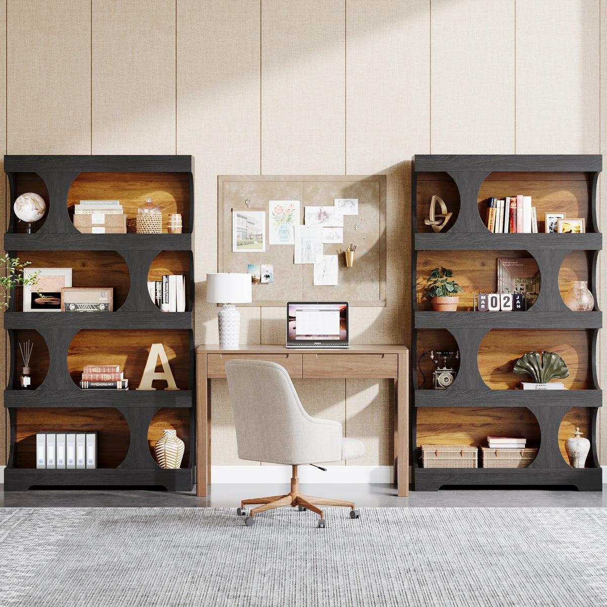 Tribesigns 4 Tier S Shape Wood Bookcase Home Display Shelves