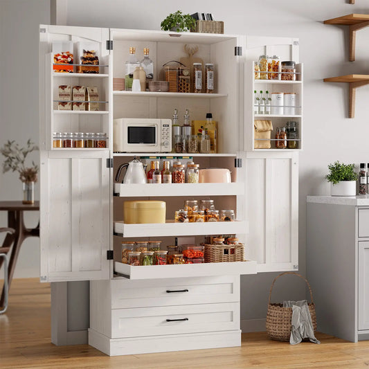 Onbrill 6 Door Freestanding Kitchen Pantry Cabinet With Shelves