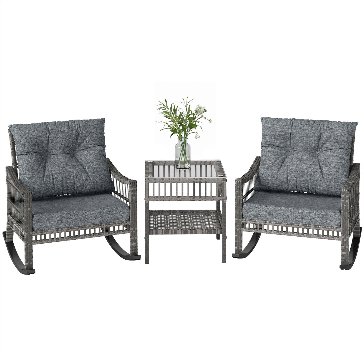 Outsunny 3 Piece PE Rattan Outdoor Patio Seating Set