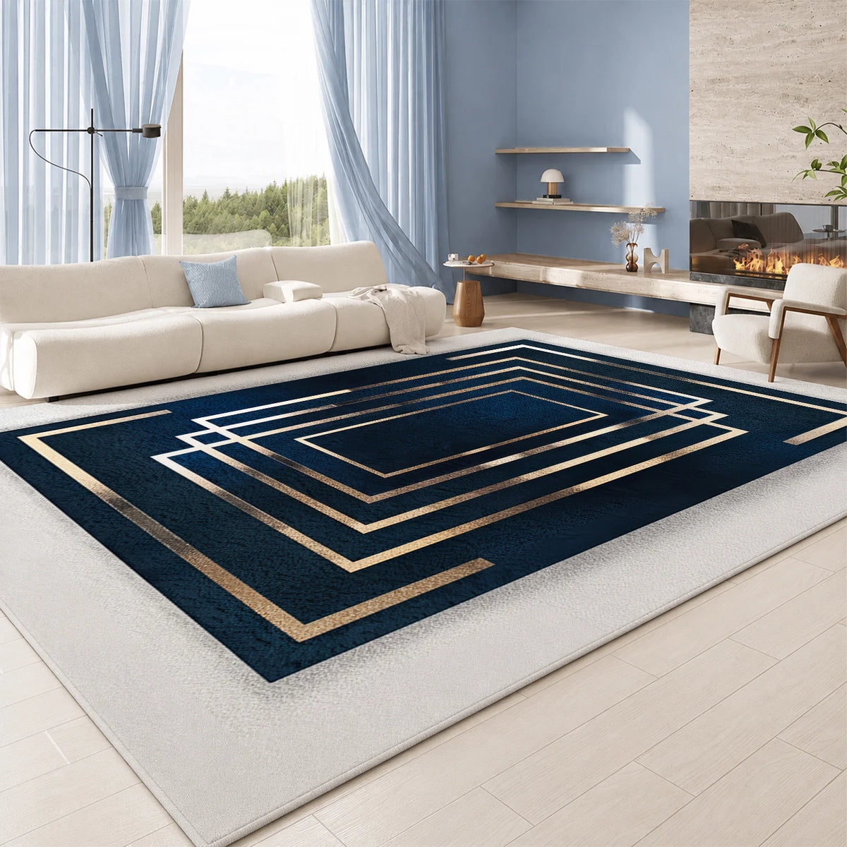 Machine Washable Soft Velvet Area Rug Non Slip Backing