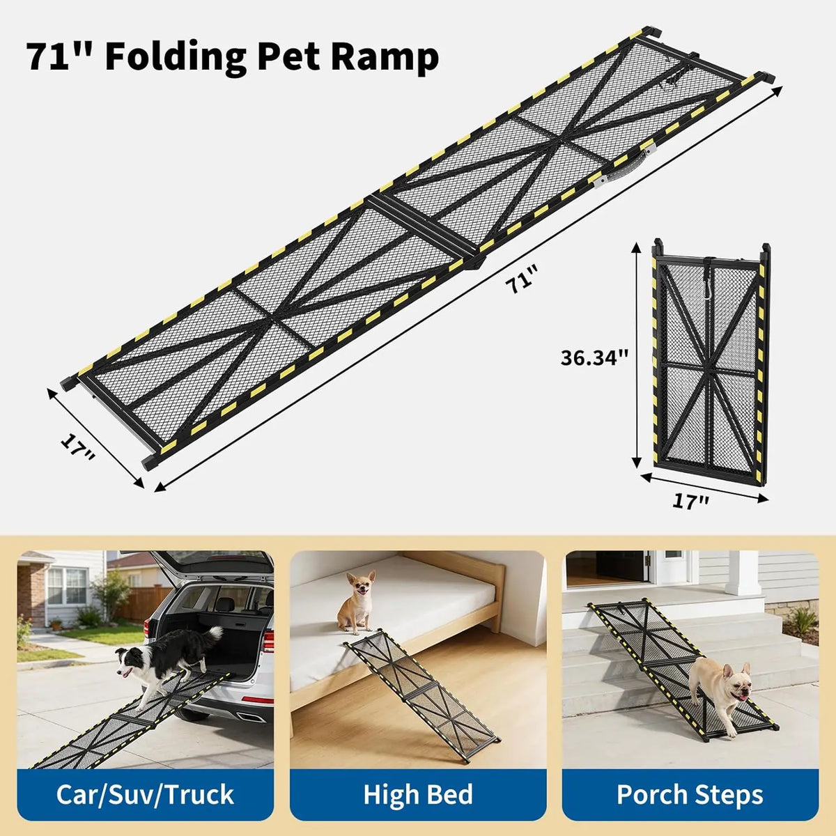 HiMISS Collapsible Dog Ramp For Vehicles With Carry Handle