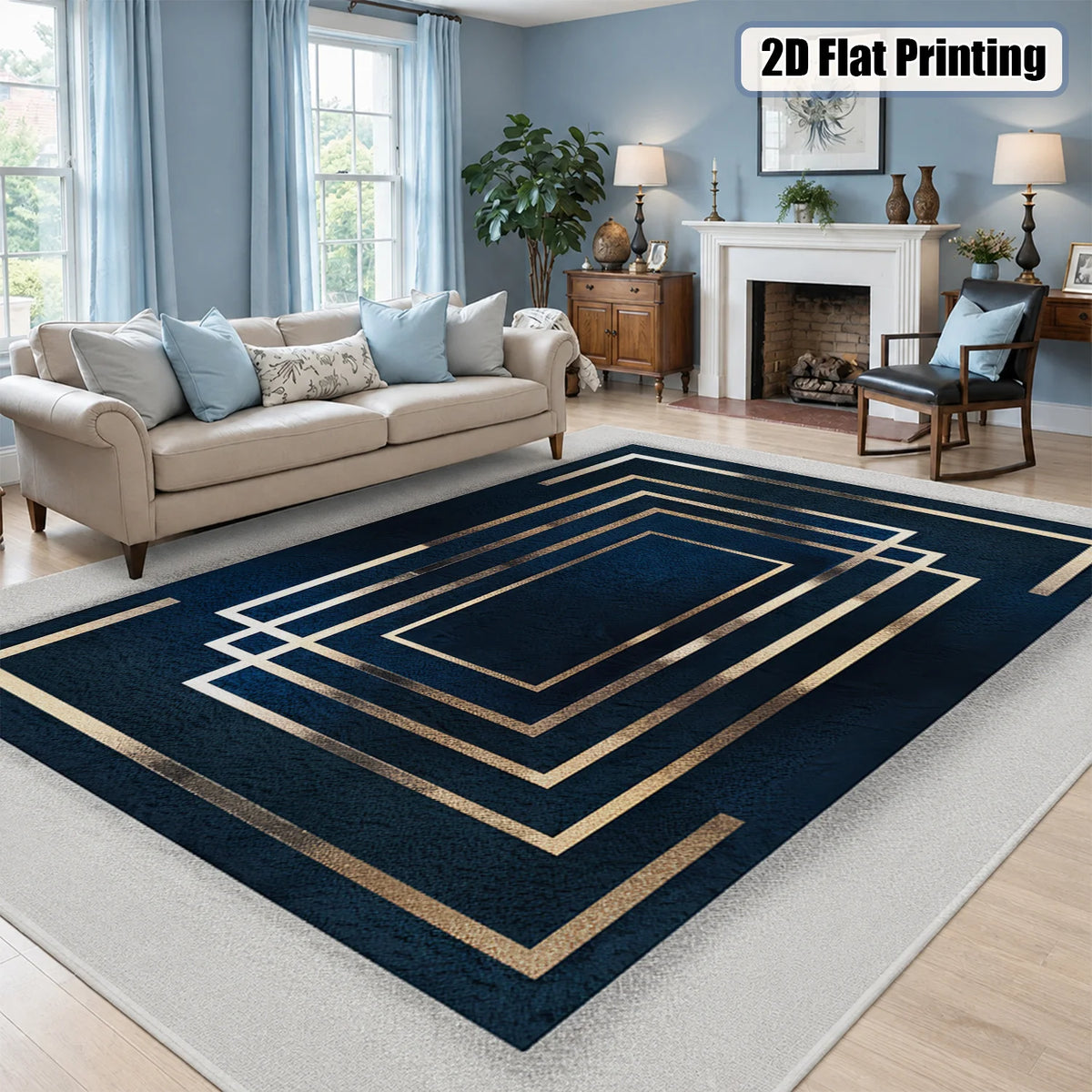 Machine Washable Soft Velvet Area Rug Non Slip Backing