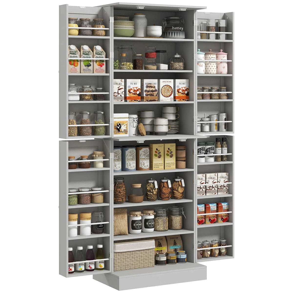 Homcom Freestanding Kitchen Pantry Cabinet With Adjustable Shelves