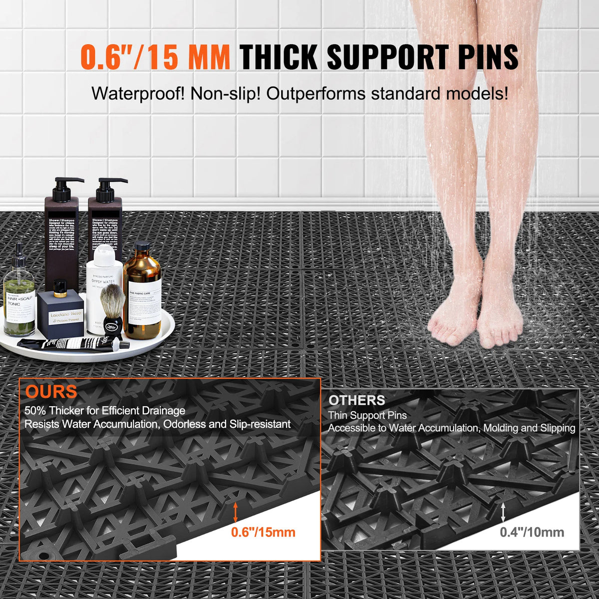 SucceBuy Interlocking Soft PVC Drainage Floor Tiles Non Slip Design