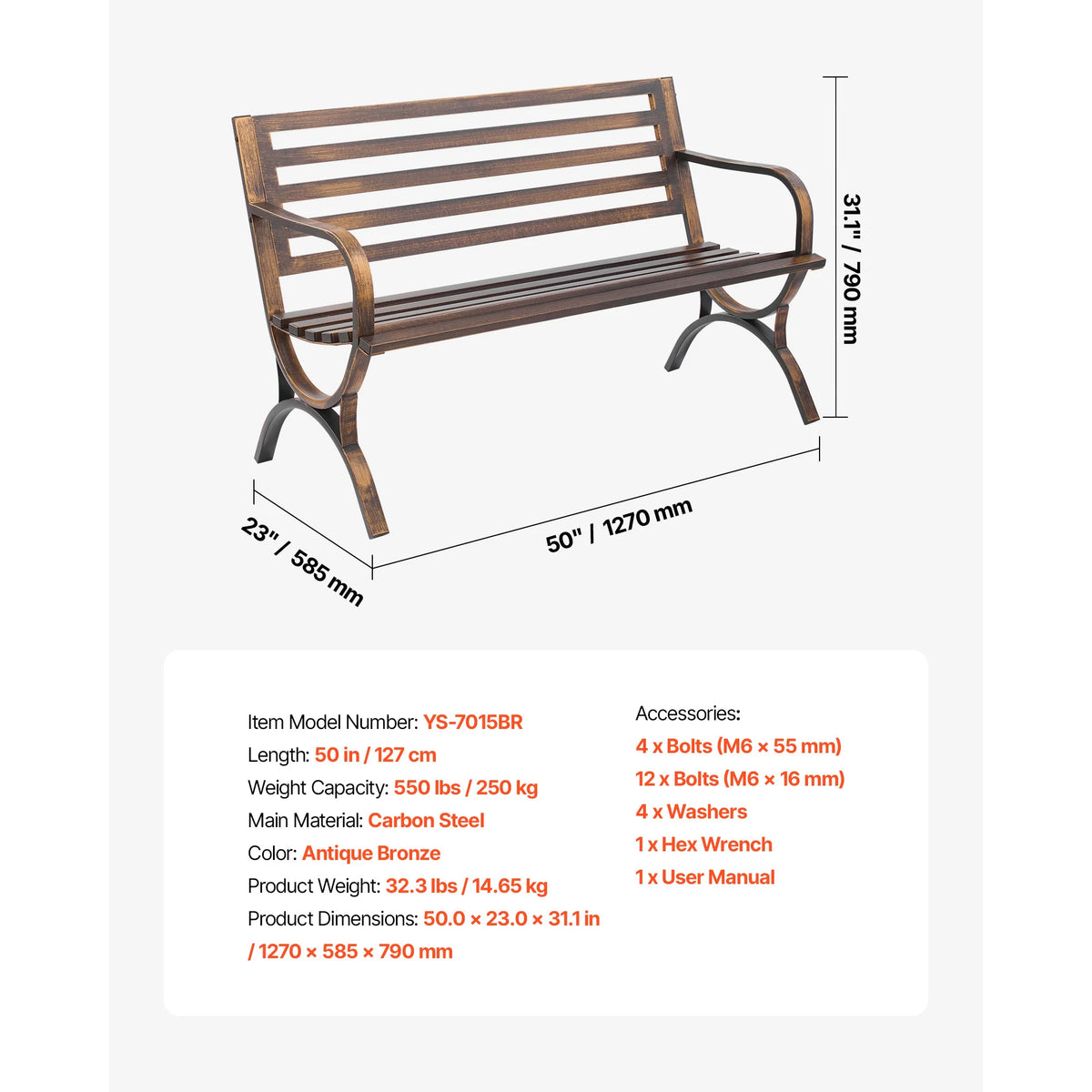 SucceBuy Modern Outdoor Garden Wooden Bench With Backrest