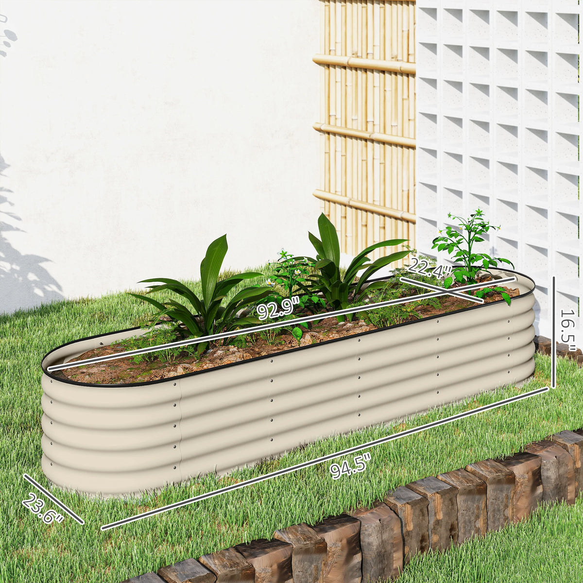 Outsunny Galvanized Metal Raised Garden Bed Planter Box