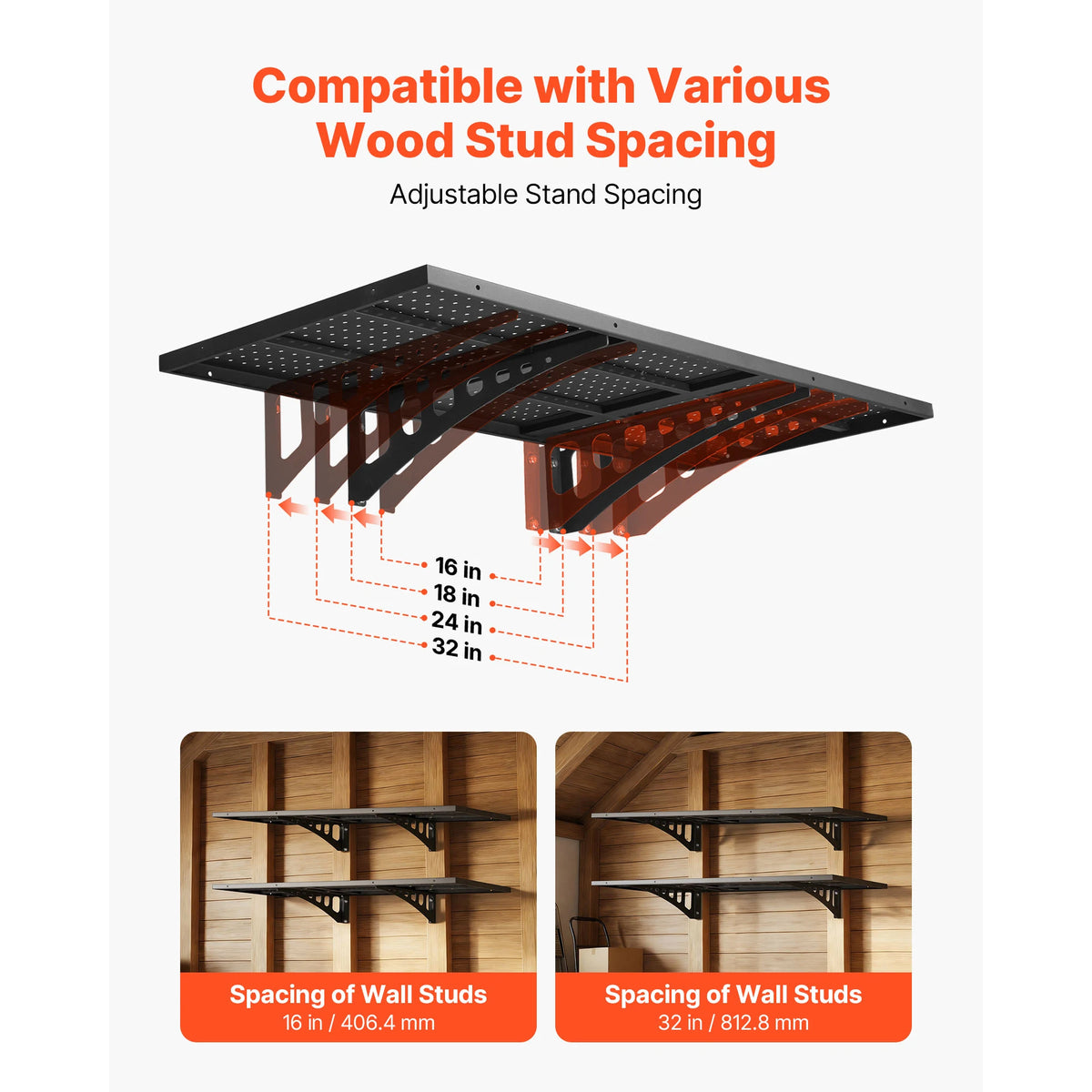 SucceBuy Heavy Duty Steel Wall Mounted Garage Shelving Rack