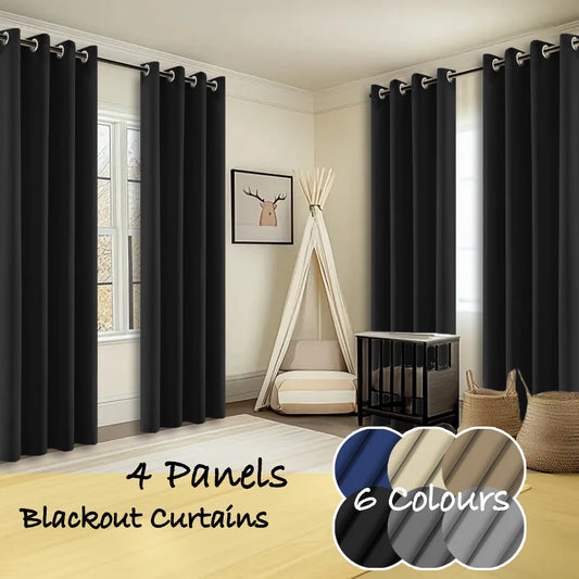 Premium Thermal Insulated Blackout Curtains With Decorative Rings