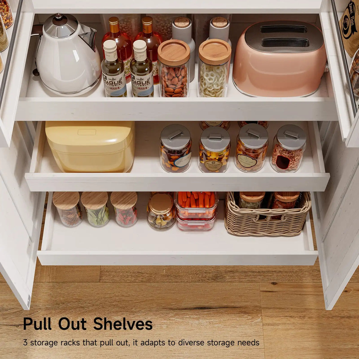 Onbrill 6 Door Freestanding Kitchen Pantry Cabinet With Shelves