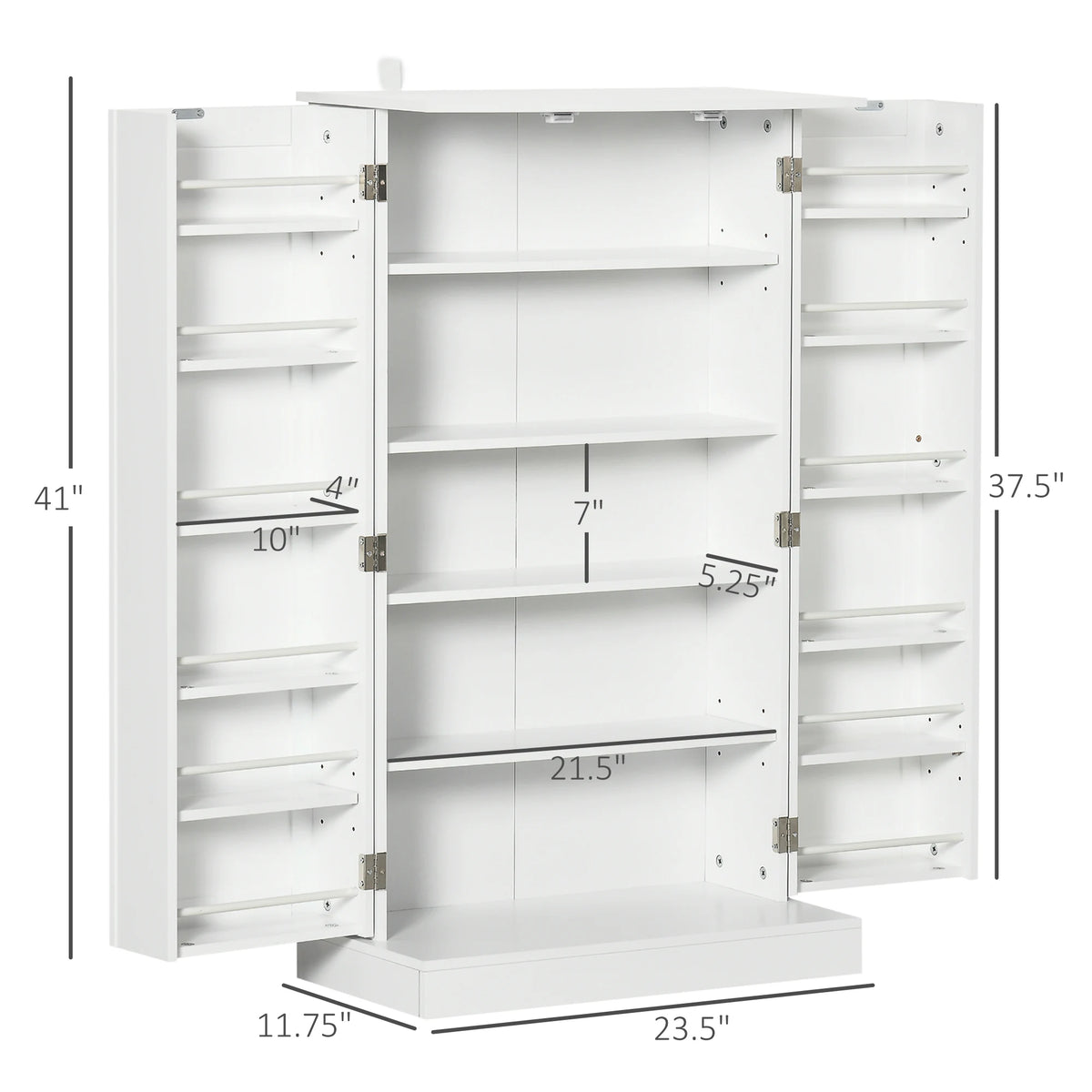 Homcom Modern Kitchen Pantry Cabinet With Double Doors Adjustable Shelves