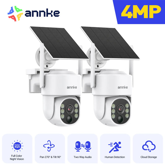 Annke 4Mp Solar Wireless Security Camera With Pan Tilt Lens