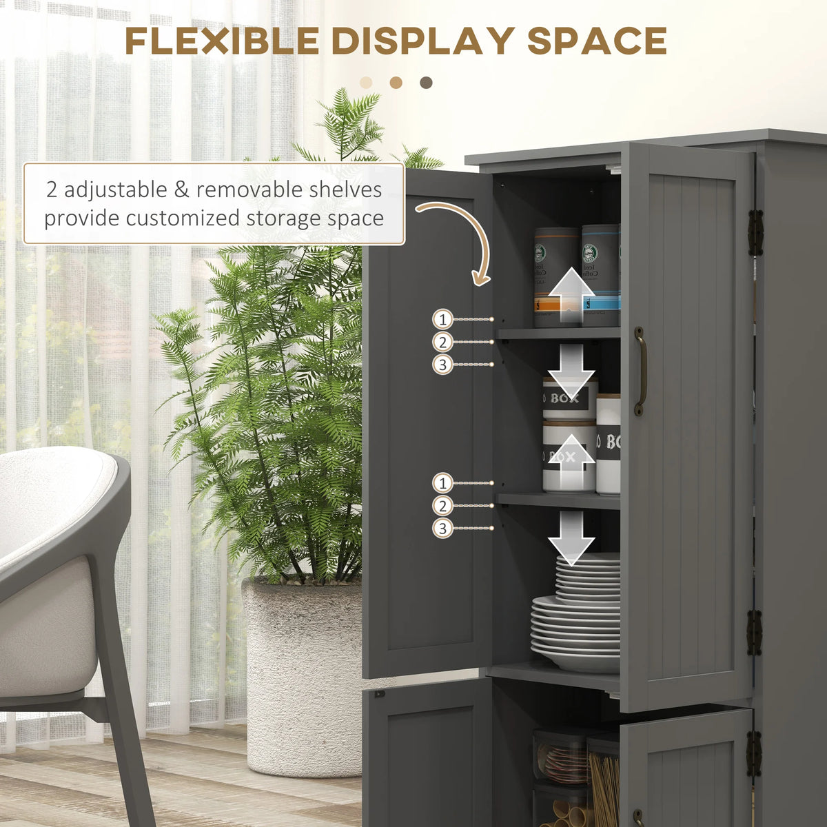 HOMCOM Modern Freestanding Storage Hutch With Four Doors